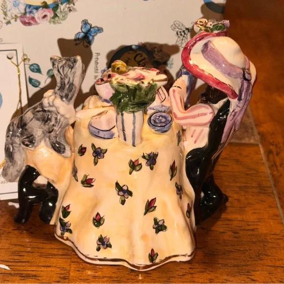Clayworks by Heather Goldminc Presented By Blue Sky Whimsical Tea Party Figurine - Picture 3 of 15